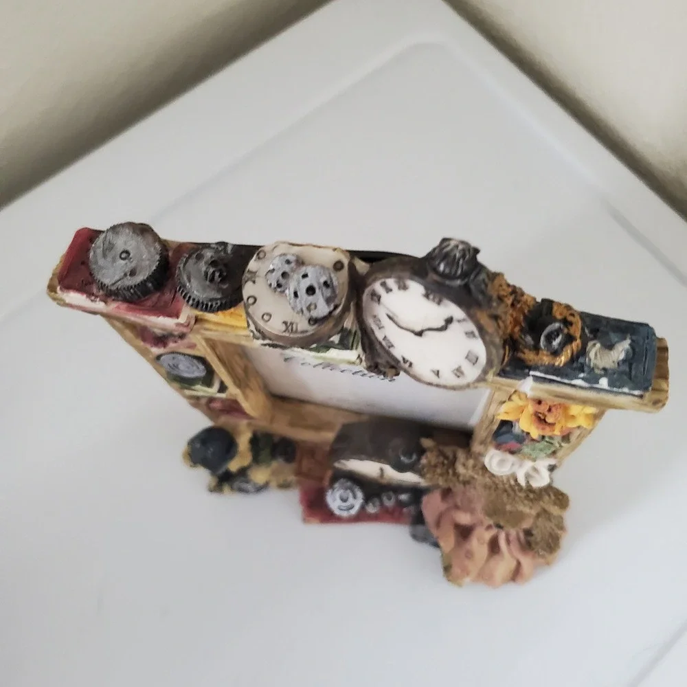 Teddy Bear Clock Book Resin Picture Frame 3.5x5 Unique Collection by Turtle King
